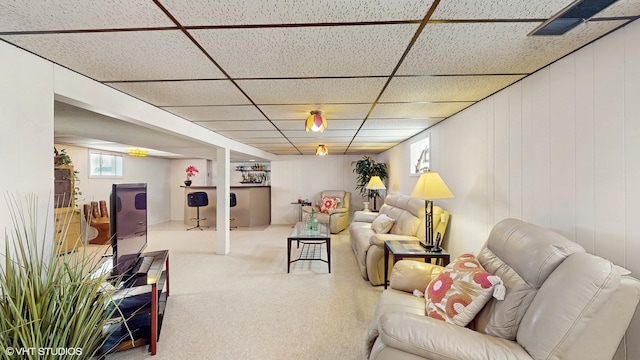 3434 Monroe St, Lansing, IL 60438 - living area with carpet floors and a drop ceiling