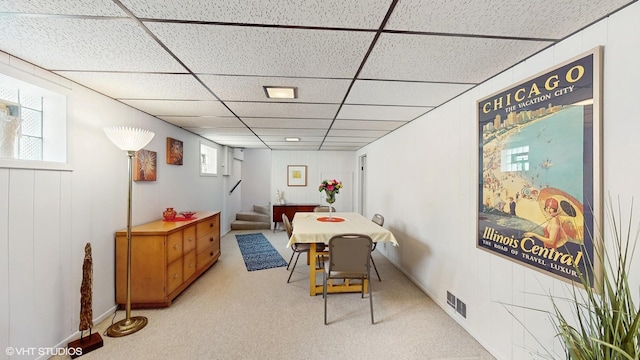 3434 Monroe St, Lansing, IL 60438 - dining area with stairway, a paneled ceiling, and carpet