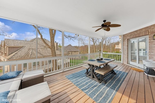 21827 W Riviera Ct, Ivanhoe, IL 60060 - wooden terrace featuring ceiling fan and outdoor dining space