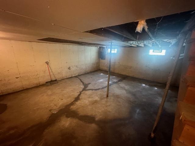 view of unfinished basement