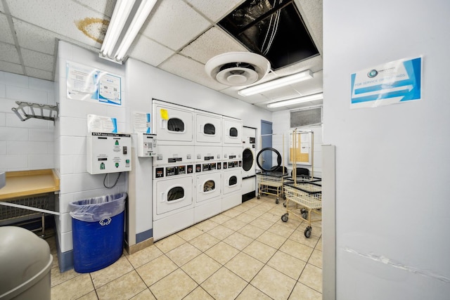 5455 N Sheridan Rd Unit 3804, Chicago, IL 60640 - community laundry with stacked washer / dryer, separate washer and dryer, and tile patterned floors