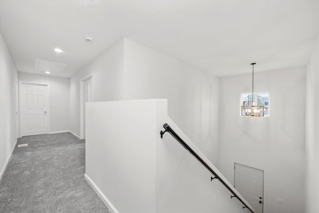 13723 S Springfield Ave, Robbins, IL 60472 - corridor with an upstairs landing, carpet, recessed lighting, and a chandelier
