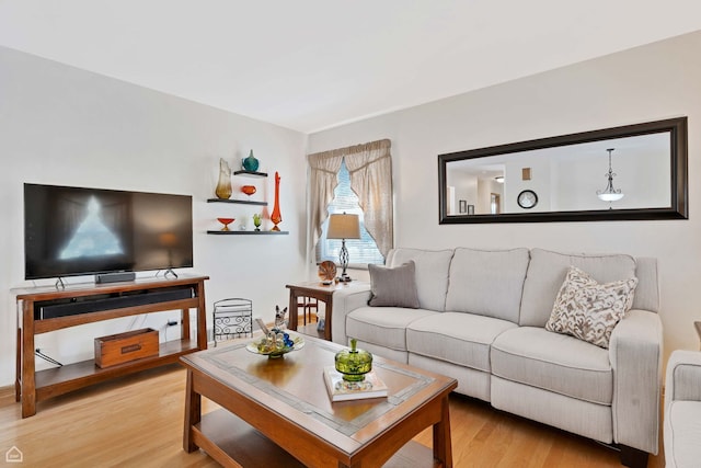 living room with wood finished floors