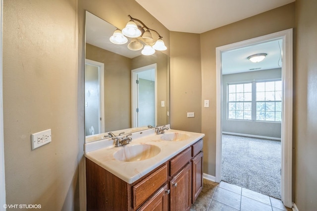 3140 Juniper Ct, Lynwood, IL 60411 - bathroom with double vanity, tile patterned flooring, and baseboards