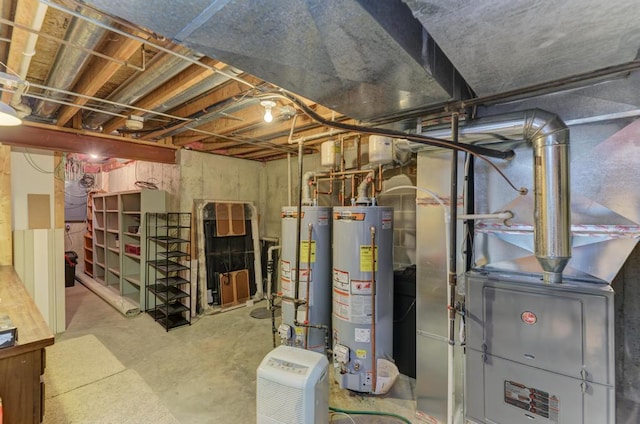 unfinished below grade area with water heater