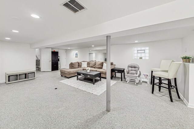 7715 W Patterson Ave, Chicago, IL 60634 - carpeted living room featuring recessed lighting and baseboards