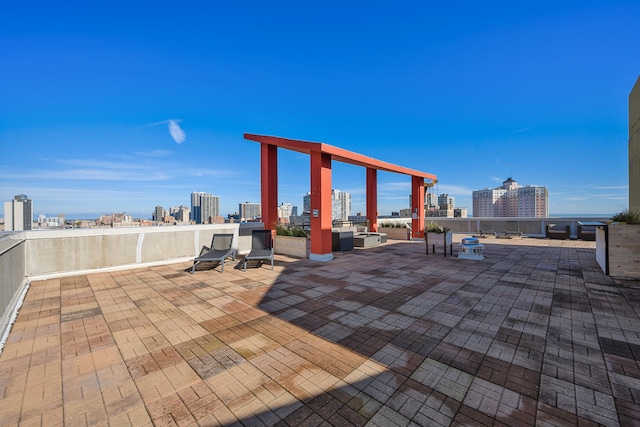 view of patio featuring a view of skyline