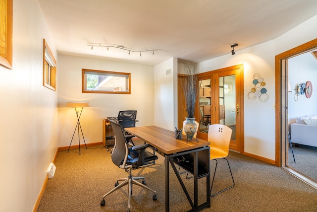 4610 Main St, Lisle, IL 60532 - office area featuring carpet, baseboards, and rail lighting