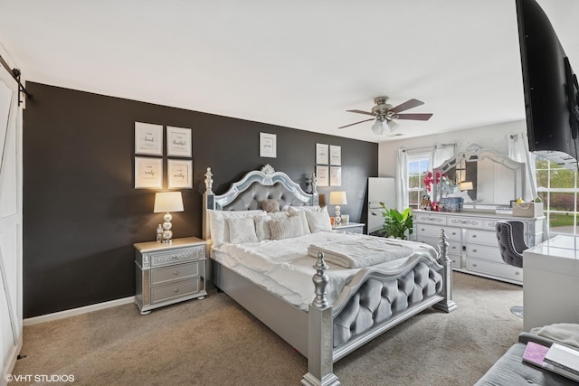 25 E Donovan Ct, Crete, IL 60417 - carpeted bedroom featuring a ceiling fan and a barn door