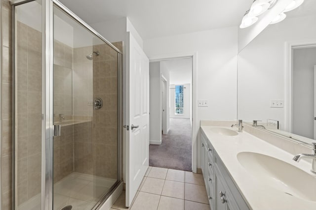 1250 S Michigan Ave Unit 1502, Chicago, IL 60605 - full bath featuring tile patterned flooring, double vanity, and a shower stall
