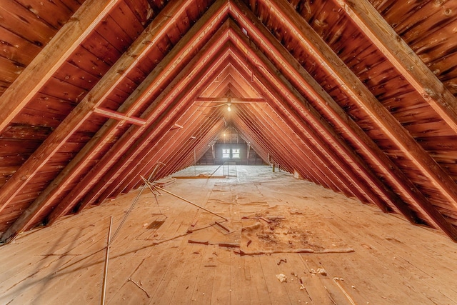 view of unfinished attic