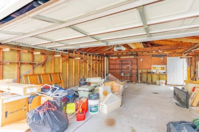 garage with a garage door opener