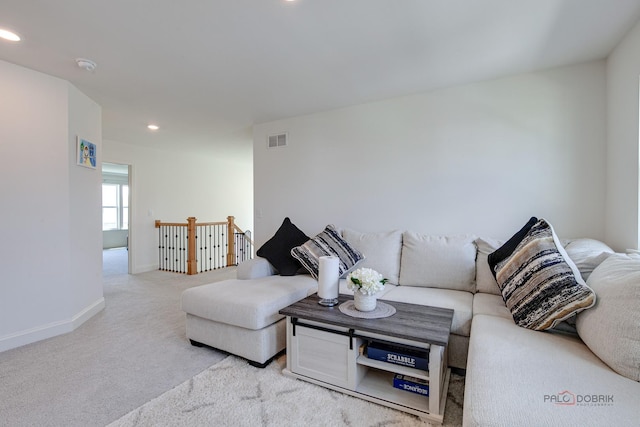 1027 Button Bush St, South Elgin, IL 60177 - living area featuring light colored carpet, recessed lighting, and baseboards