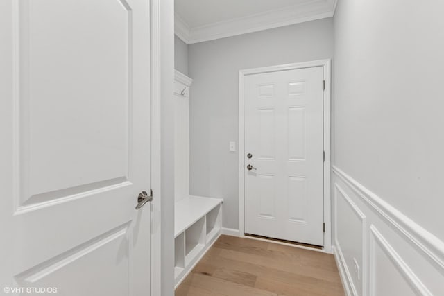 2508 Weatherbee Ln, Naperville, IL 60563 - mudroom with ornamental molding and light wood-type flooring