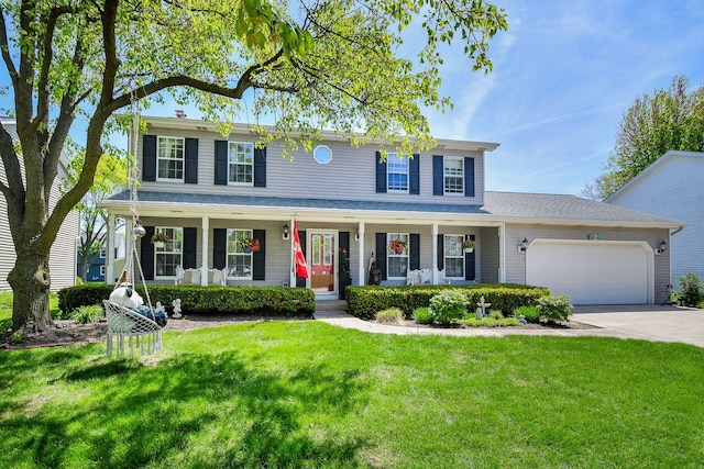 1628 Westminster Dr, Naperville, IL 60563 - view of front of property featuring an attached garage, concrete driveway, covered porch, and a front lawn