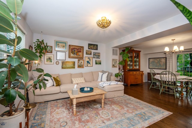 18450 W Streamwood Ct, Gurnee, IL 60031 - living area with a chandelier and wood finished floors