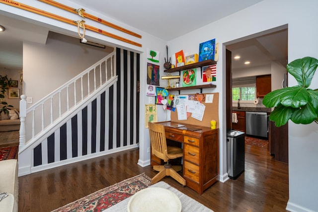 18450 W Streamwood Ct, Gurnee, IL 60031 - office area with dark wood-style floors and a sink