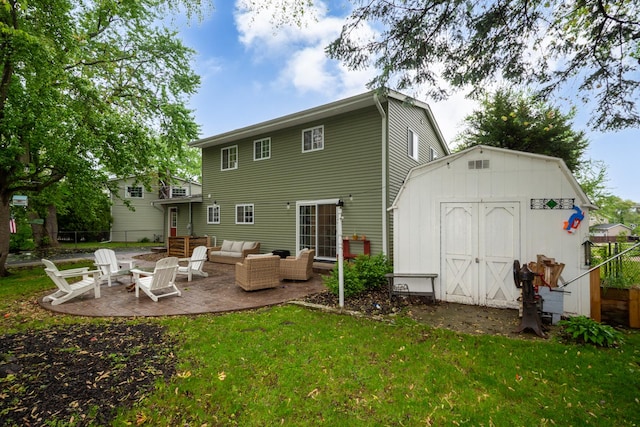18450 W Streamwood Ct, Gurnee, IL 60031 - rear view of property with an outdoor hangout area, a patio, and a lawn