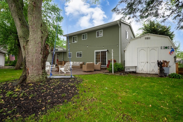 18450 W Streamwood Ct, Gurnee, IL 60031 - rear view of house with an outdoor living space, a lawn, and a patio area