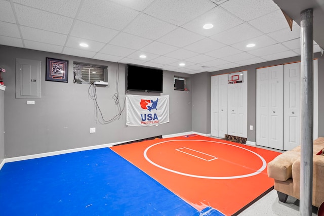 view of basketball court featuring basketball hoop