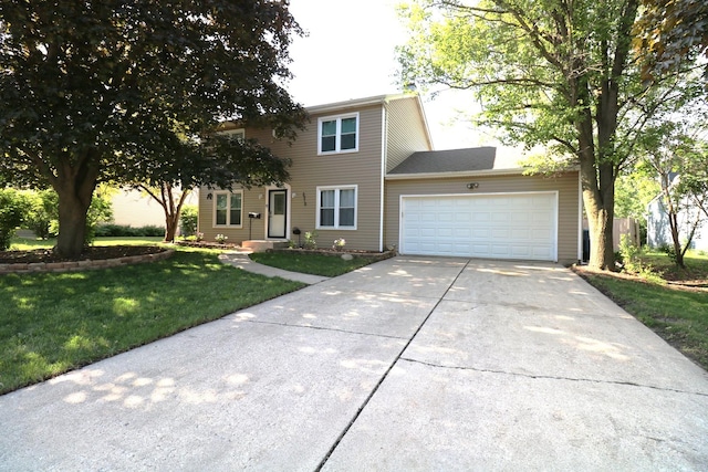 2210 Sandburg Dr, Aurora, IL 60506 - view of front of home with concrete driveway, an attached garage, and a front lawn