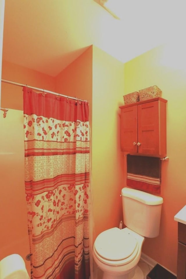 2210 Sandburg Dr, Aurora, IL 60506 - bathroom with vanity, toilet, and a shower with curtain