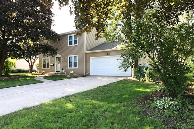 2210 Sandburg Dr, Aurora, IL 60506 - view of front of house with an attached garage, driveway, and a front yard