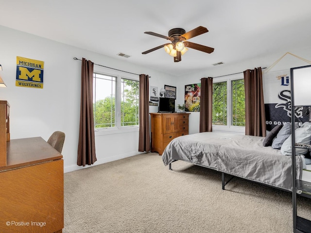 220 Kings Ct, La Grange Park, IL 60526 - carpeted bedroom featuring multiple windows, baseboards, and ceiling fan