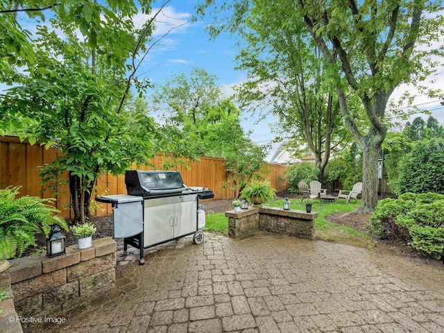 220 Kings Ct, La Grange Park, IL 60526 - fenced backyard featuring a patio and a fire pit