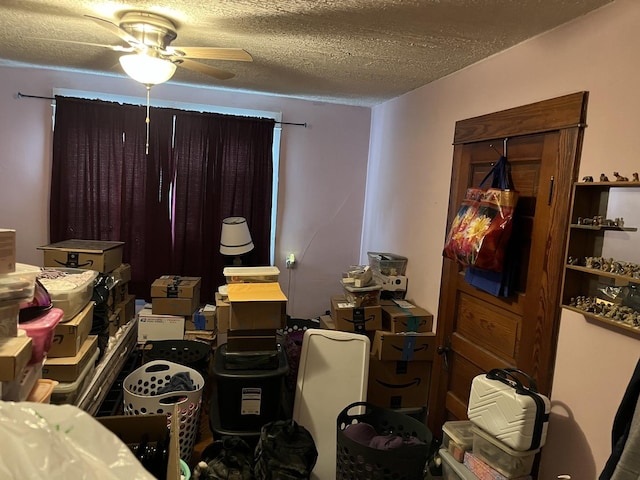 718 Plainfield Rd, Joliet, IL 60435 - bedroom with a textured ceiling and a ceiling fan