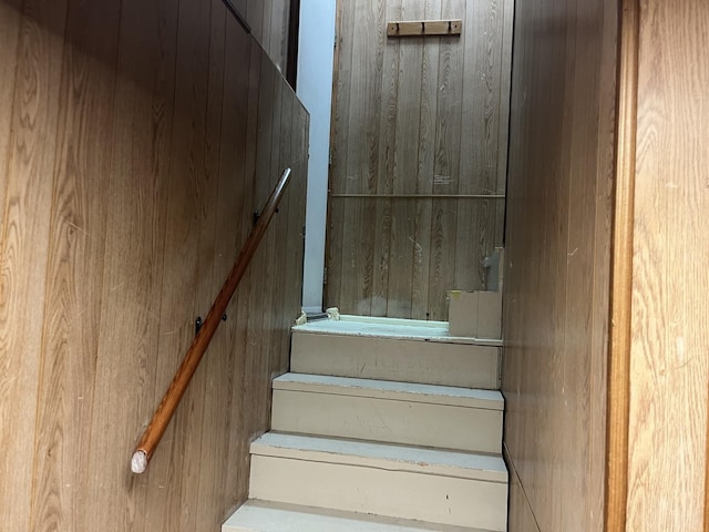 718 Plainfield Rd, Joliet, IL 60435 - stairs with wooden walls
