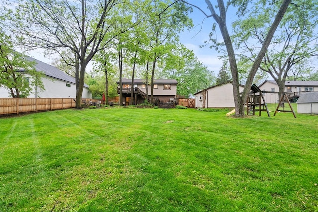 917 N Coolidge Ave, Palatine, IL 60067 - view of yard featuring a playground and a wooden deck