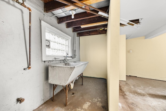 below grade area featuring a sink