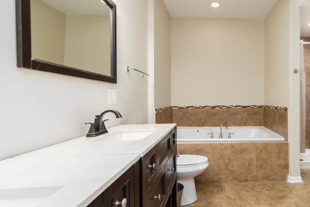 4639 S Saint Lawrence Ave Unit 2, Chicago, IL 60653 - full bathroom featuring a bath, toilet, tile patterned flooring, vanity, and recessed lighting