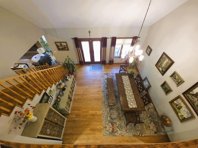 24-114 Lake Carroll Blvd, Lake Carroll, IL 61046 - living room featuring a chandelier, wood finished floors, and french doors