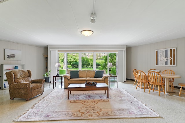 5540 Walnut Ave Unit 26C, Downers Grove, IL 60515 - living room with wood walls