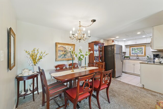 5540 Walnut Ave Unit 26C, Downers Grove, IL 60515 - dining space with a chandelier, light carpet, and recessed lighting