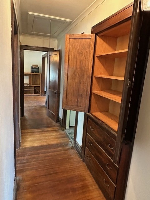 301 S Hebbard St, Joliet, IL 60433 - hallway with attic access and dark wood-style floors