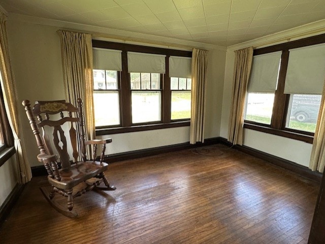 301 S Hebbard St, Joliet, IL 60433 - spare room with crown molding, dark wood-style floors, and baseboards