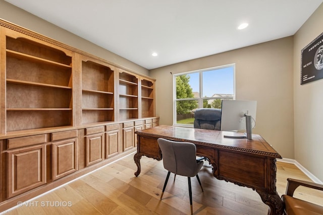 635 Mansfield Way, Oswego, IL 60543 - office area featuring light wood finished floors, recessed lighting, and baseboards