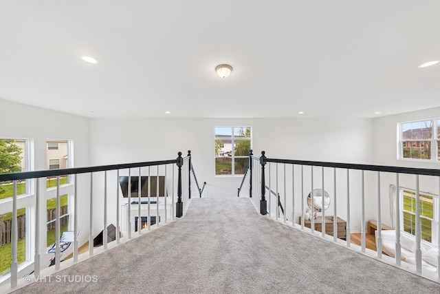 635 Mansfield Way, Oswego, IL 60543 - corridor featuring recessed lighting, carpet, and an upstairs landing