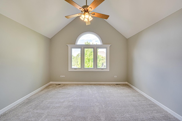 1565 Winberie Ct, Naperville, IL 60564 - carpeted empty room with a ceiling fan, baseboards, and vaulted ceiling
