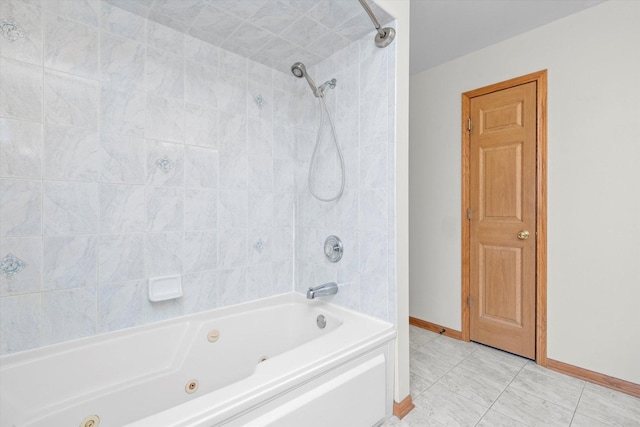 11046 Quail Dr, Mokena, IL 60448 - full bath featuring a combined bath / shower with jetted tub, baseboards, and tile patterned floors