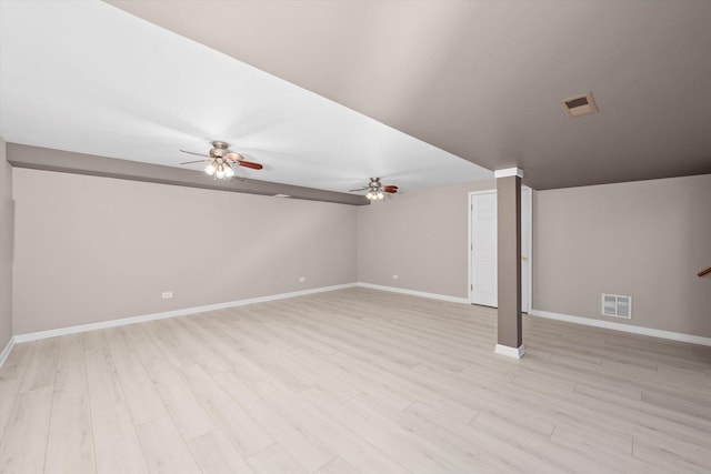 11046 Quail Dr, Mokena, IL 60448 - finished below grade area with ceiling fan, baseboards, and light wood-type flooring