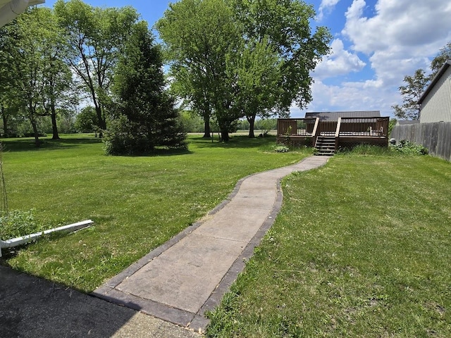 320 N Pearl St, Forrest, IL 61741 - view of yard featuring a wooden deck