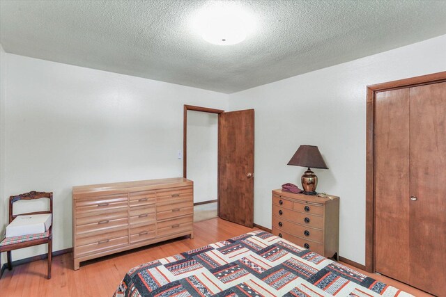 7 Birch Ln, Villa Grove, IL 61956 - bedroom featuring light wood-style flooring, a textured ceiling, and a closet