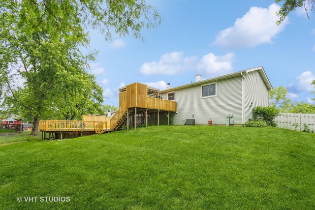 898 Shorewood Dr, Bartlett, IL 60103 - rear view of property with a deck, stairs, and central AC unit