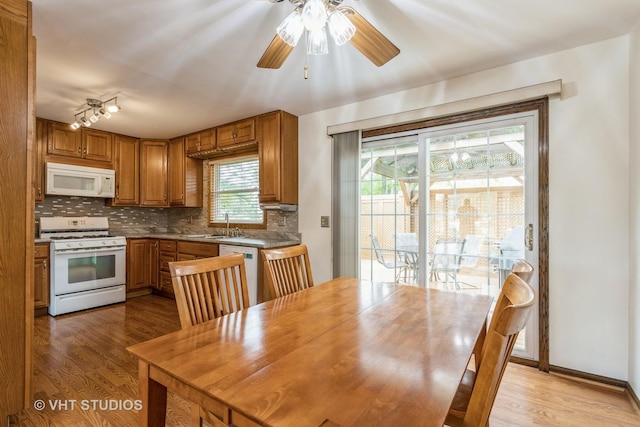 898 Shorewood Dr, Bartlett, IL 60103 - dining space with light wood finished floors and ceiling fan