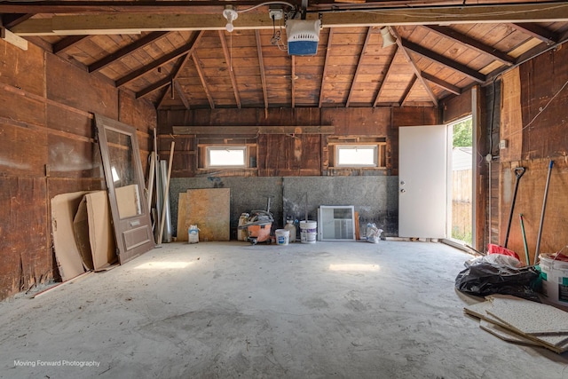 4240 S Campbell Ave, Chicago, IL 60632 - garage with wood ceiling and a garage door opener