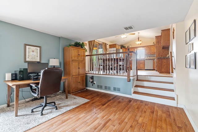 403 Tonelli Trl, Lockport, IL 60441 - home office with light wood-style flooring, baseboards, and ceiling fan